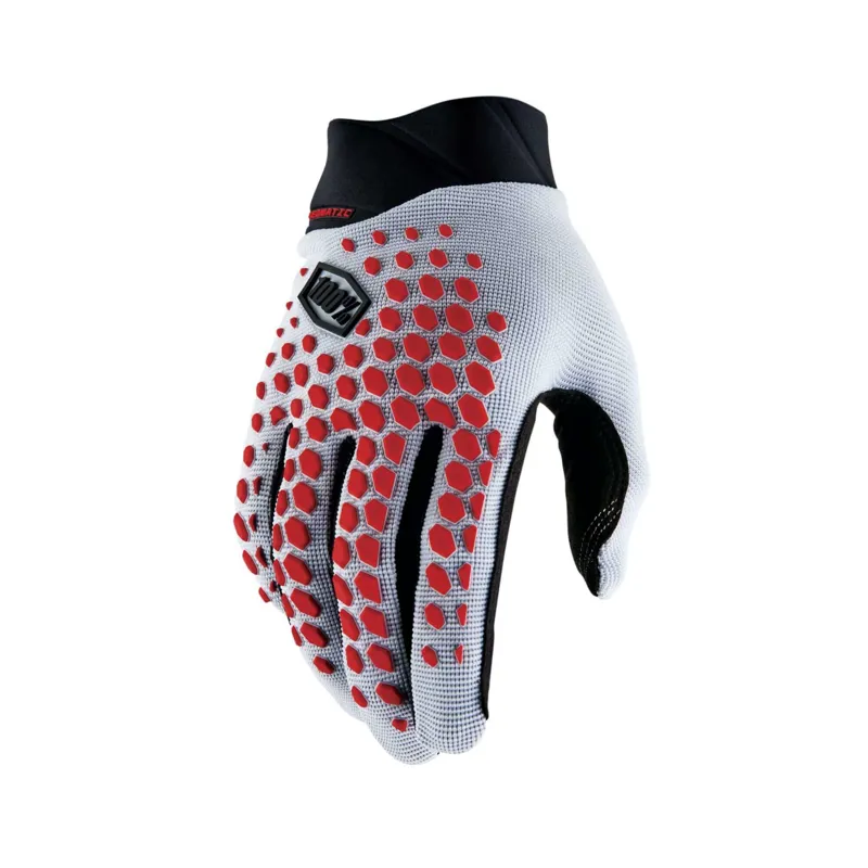 100% Geomatic Gloves in Grey/Racer Red