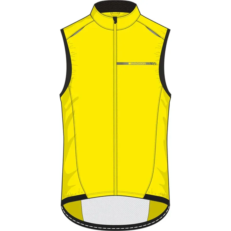 Madison Sportive Mens Windproof Gilet in Yellow
