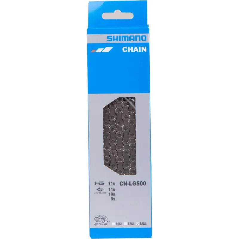 Shimano CN-LG500 Chain 9/10/11spd HG-X 138 Links w/Quick Link in Silver -1