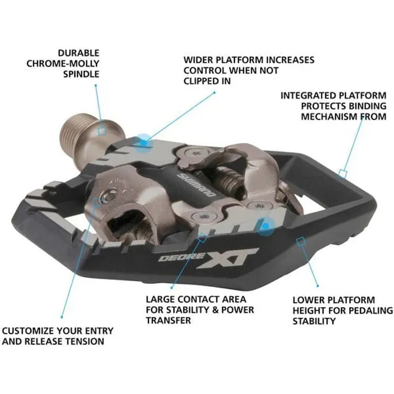 Shimano XT PD-M8120 Trail Wide SPD Pedals in Black-1