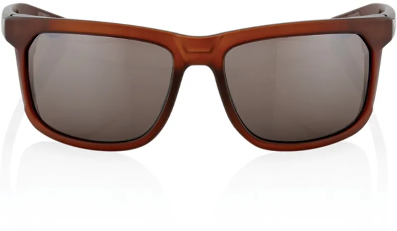 100% Hakan Hiper Silver Mirror Lens Glasses in Soft Tact Rootbeer-2