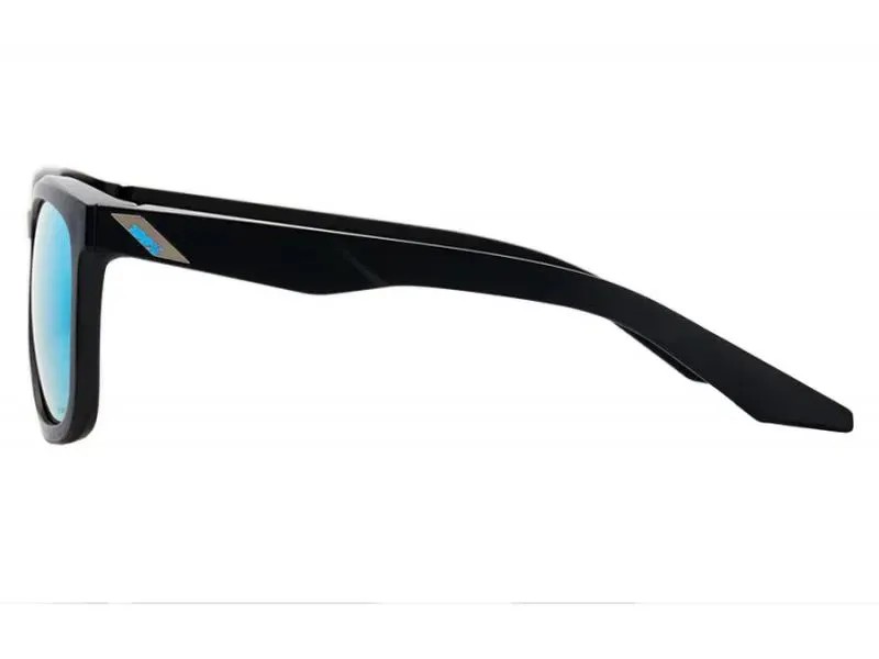 100% Hudson Hiper Blue Mirror Lens Glasses in Matte Black-2