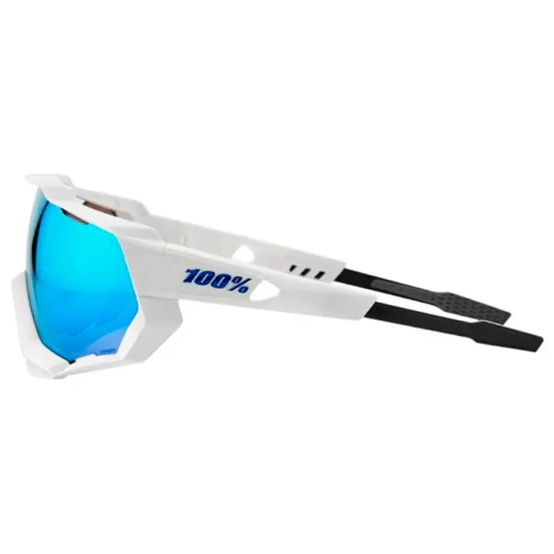 100% Speedtrap Hiper Blue Multi Mirror Lens in Matte White-1