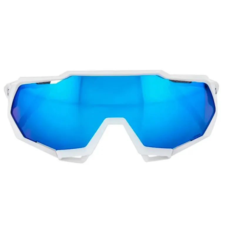 100% Speedtrap Hiper Blue Multi Mirror Lens in Matte White-2