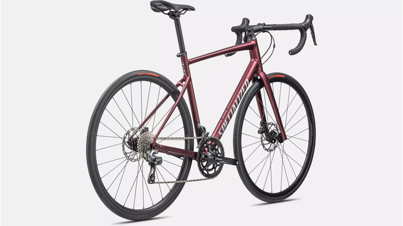 Specialized Allez E5 Disc Road Bike in Satin Maroon/Silver Dust/Red-2