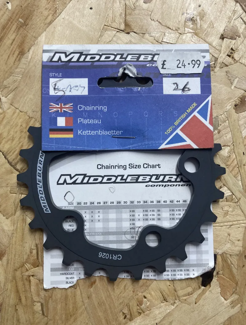 Middleburn 5 arm Chainring CR1026 26T 74BCD NOS in Grey