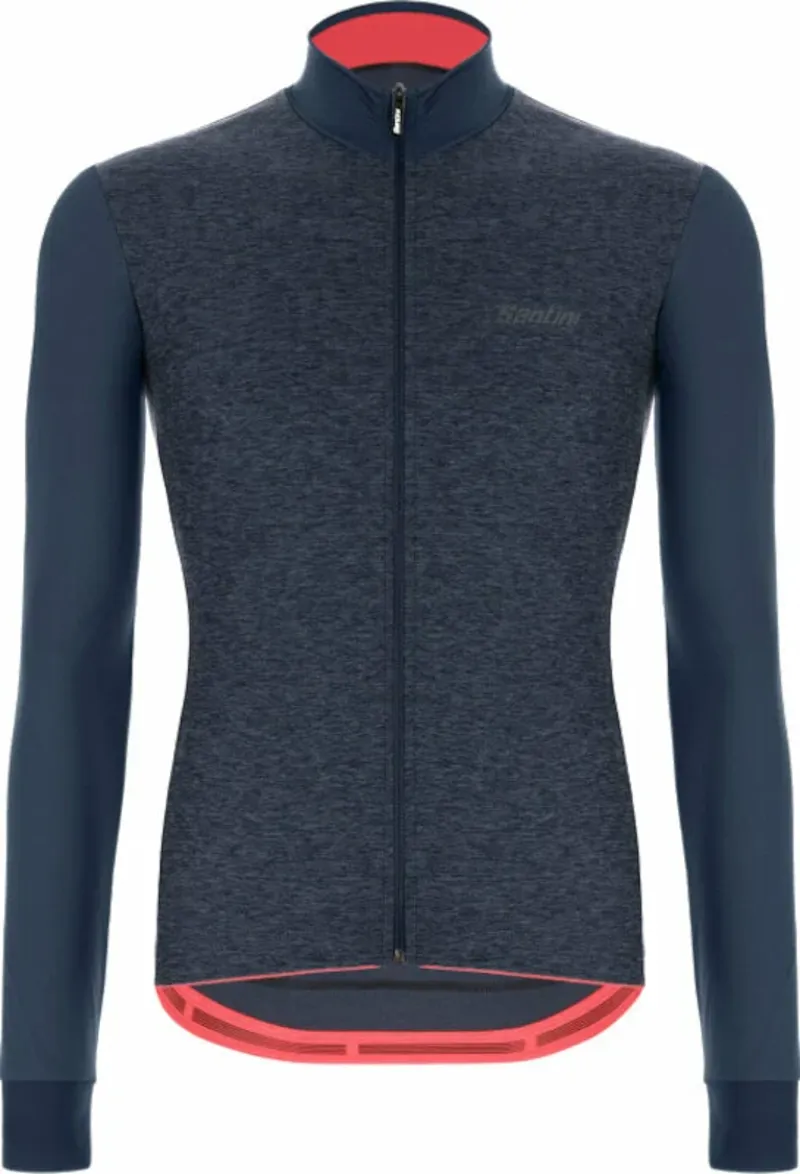 Santini Colore Puro Long Sleeve Thermal Jersey in Blue