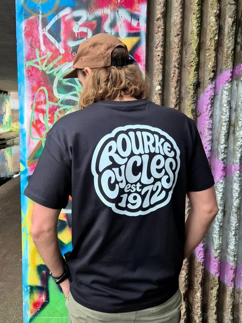 Rourke Cycles 70's Steeze Oversized Tee in Black-1
