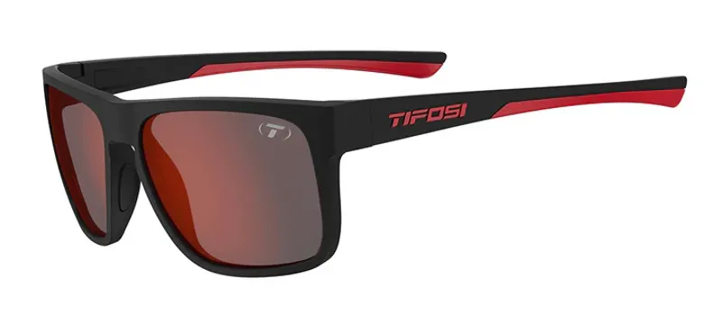 Tifosi Swick Single Lens Sunglasses in Satin Black/Crimson/Smoke Red 