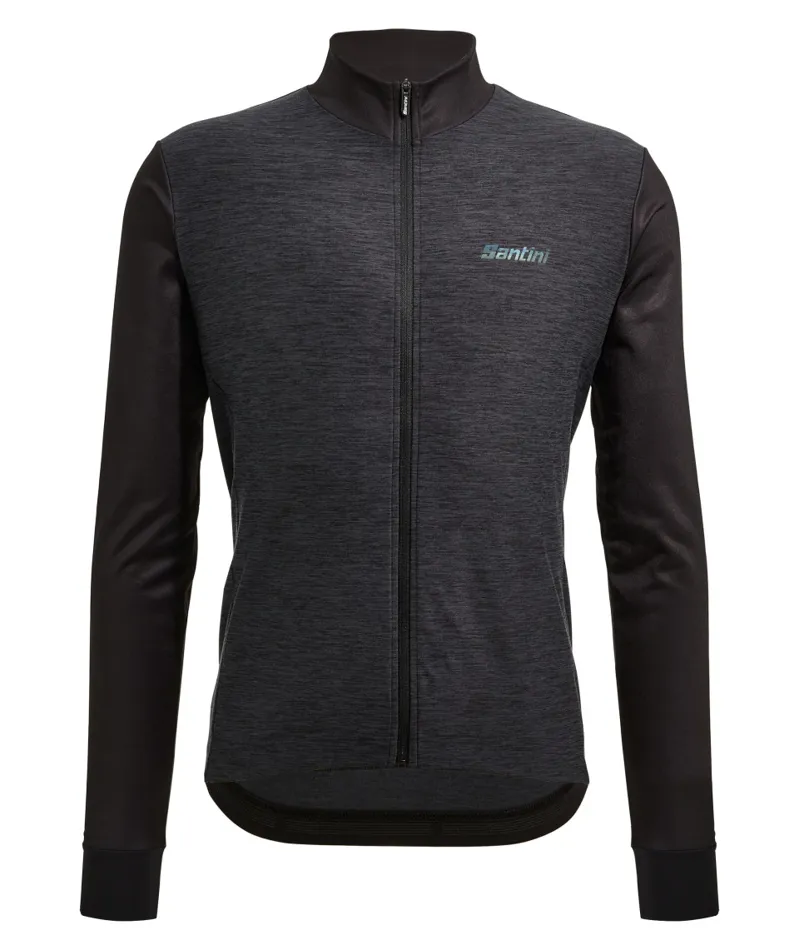 Santini Colore Puro Long Sleeve Thermal Jersey in Black