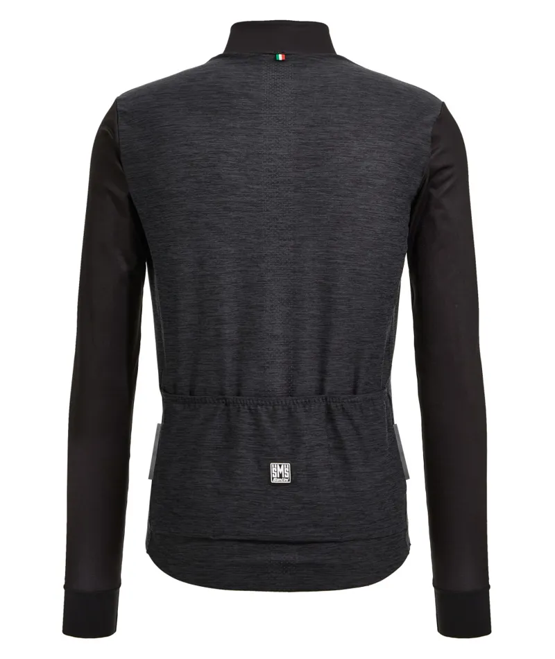 Santini Colore Puro Long Sleeve Thermal Jersey in Black-1