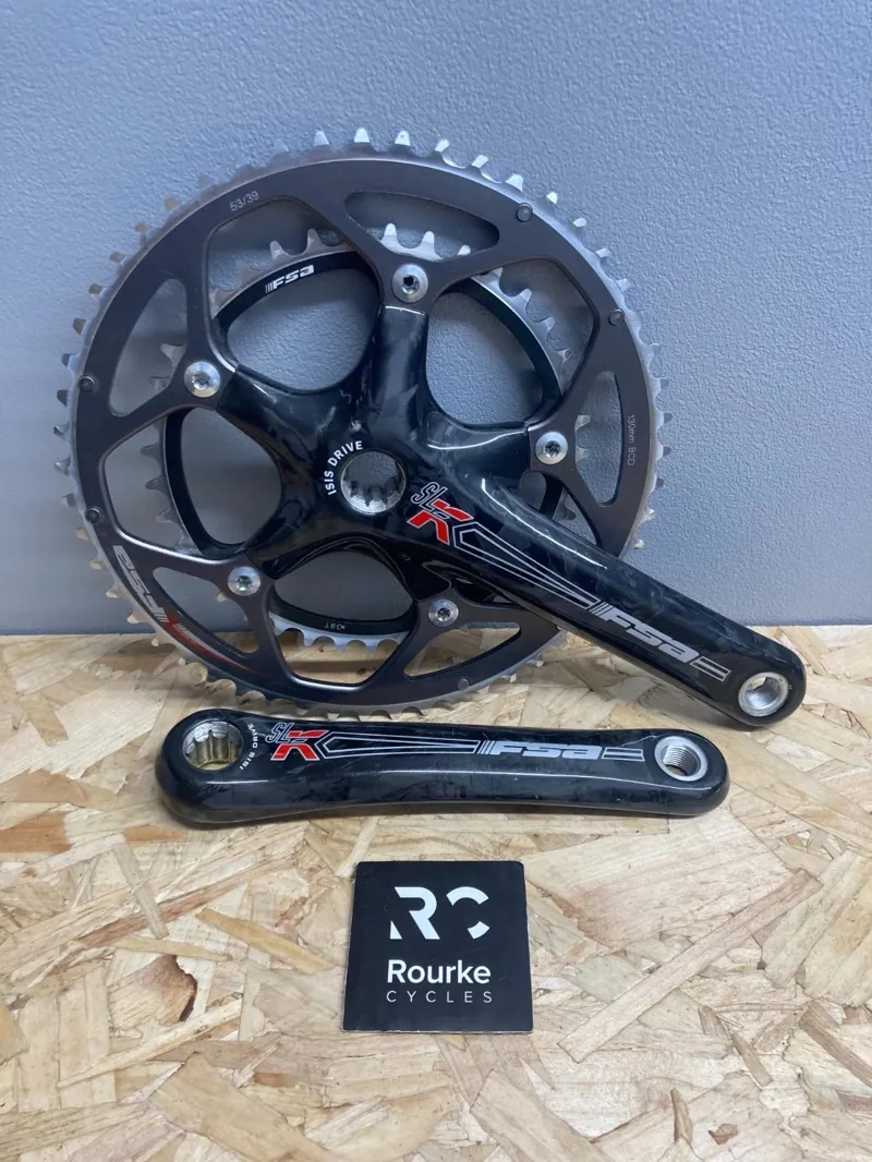FSA SLK Carbon Crankset 53/39T 172.5mm ISIS Grade B in Black/Silver