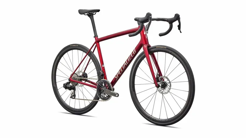 Specialized Aethos 2 Pro SRAM Force AXS Road Bike in Red Sky/Chrome-1