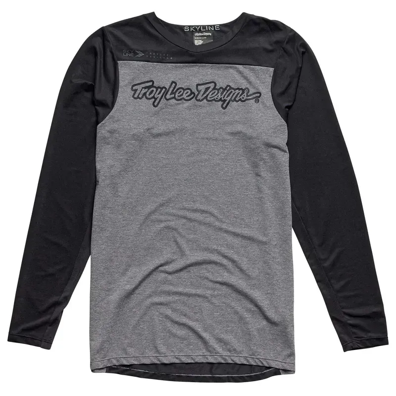 Troy Lee Designs Skyline Long Sleeve Jersey in Signature - Heather Grey/Black