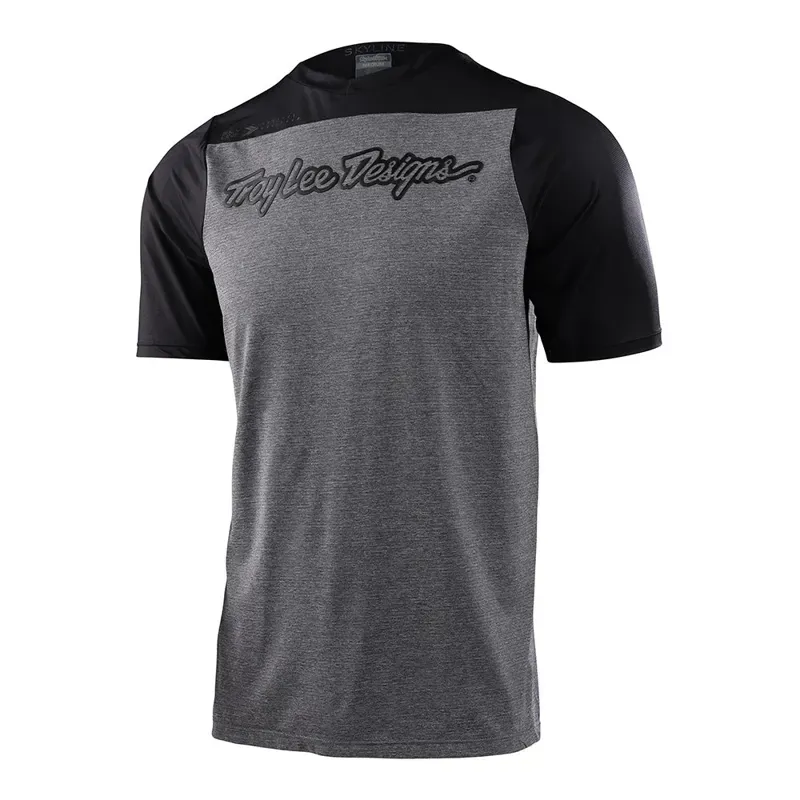 Troy Lee Designs Skyline Short Sleeve Jersey in Signature - Heather Grey/Black