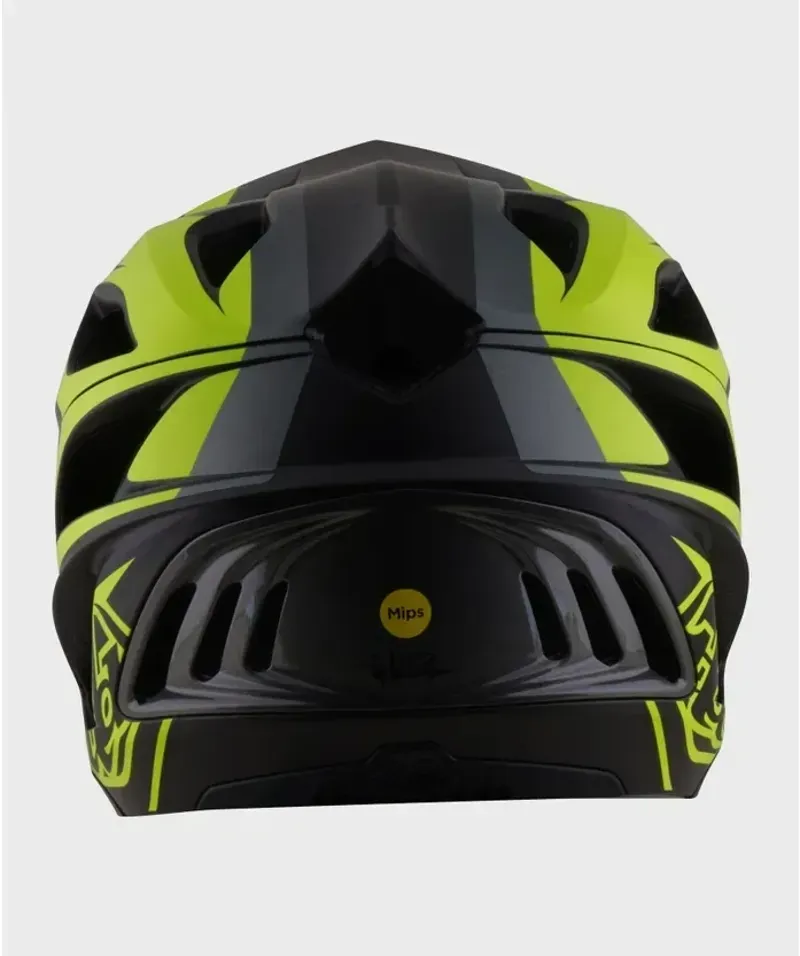 Troy Lee Designs Stage 2 Helmet in High VZ Charcoal/Flow Yellow-2