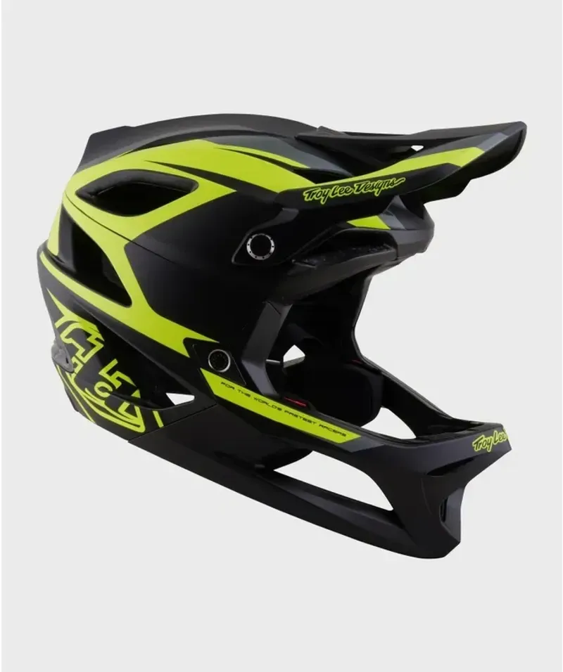 Troy Lee Designs Stage 2 Helmet in High VZ Charcoal/Flow Yellow-5