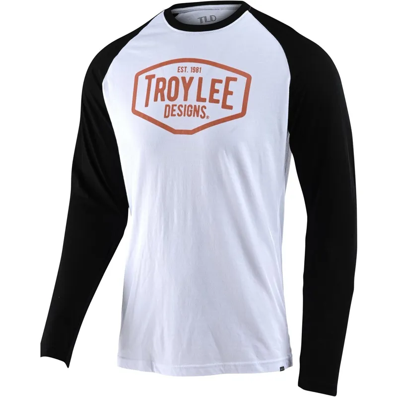 Troy Lee Designs Motor Oil Long Sleeve Raglan Shirt in White/Black 